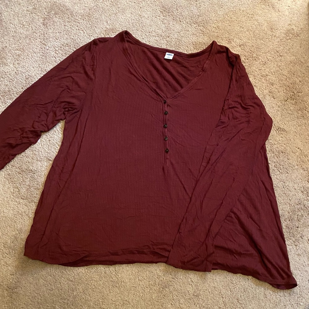 Ribbed Burgundy Long Sleeve